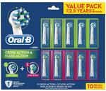Oral B Toothbrush Refills Cross & Floss Action 10-Pack $36 (10% off) + 0.7% Shopback + 20% Westpac ($0 del) @ Chemist Warehouse