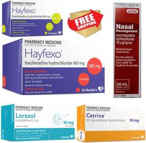 Hayfever Bundle: 100x Fexo, 100x Cetirizine, 100x Loratadine, Nasal Decon Spray & Bonus Item $49.99 Delivered @ PharmacySavings