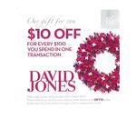 $10 off Per $100 Spend at David Jones (Includes Apple, iPad & iPad Mini - Instore Only)