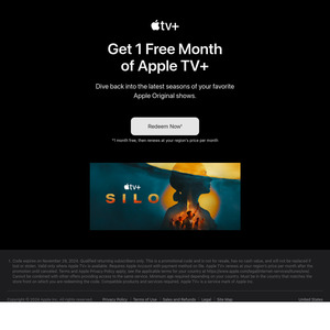 1 Month Free Apple TV+ for Quailifed Returning Users @ Apple TV