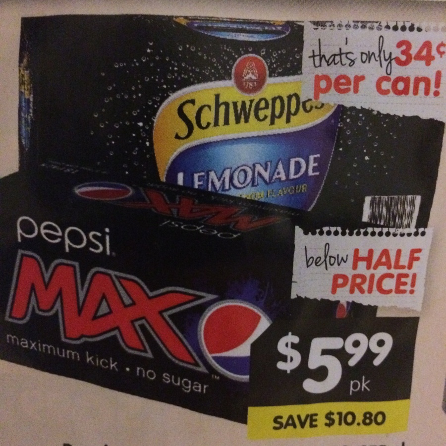 Pepsi or Schweppes Soft Drink 18PK 5.99 Drakes IGA (5 Locations