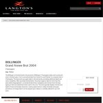 Champagne @ Langton's: 36% off DM's Prices eg. Bollinger Grande Année 3pk $405 Shipped ($135/bt)