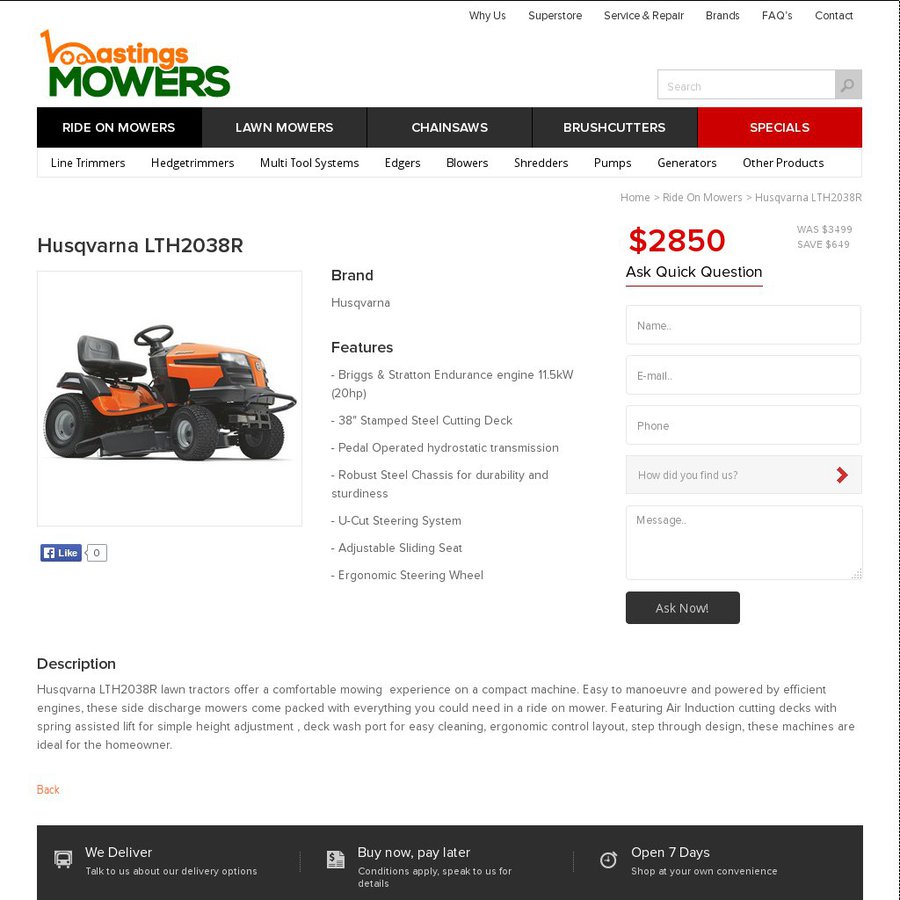 Husqvarna lth2038r best sale