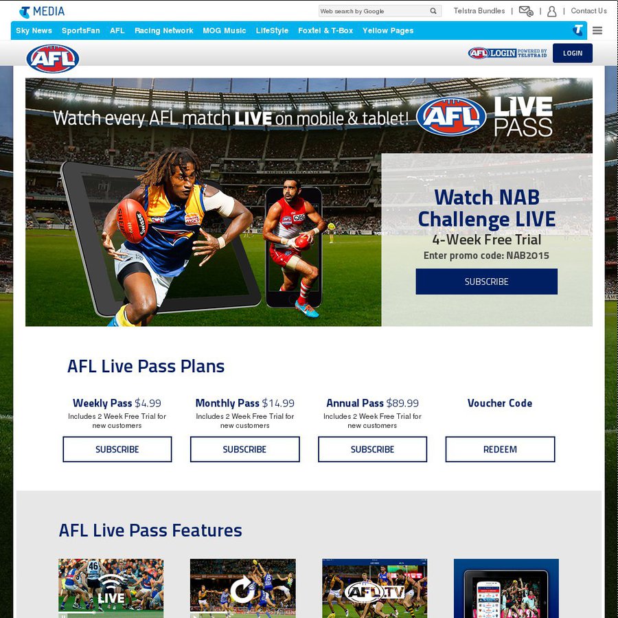 Free 4 Weeks AFL Live Pass