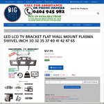 LED LCD TV Bracket - Fits up to 65 Inches - FOR BRICK WALL ONLY $40 Delivered @ Big Aussie Deals