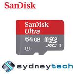 SanDisk Ultra 64GB Class 10 MicroSD Card + Adapter (Aus Stock) $35 Shipped @ Sydneytech eBay