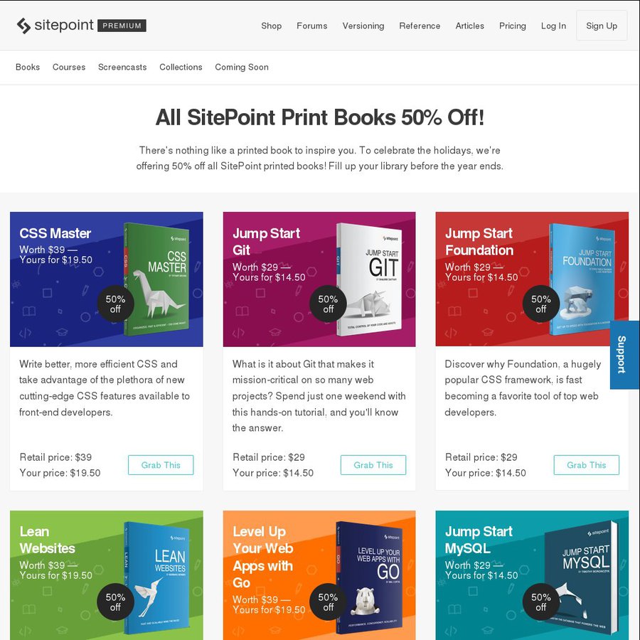 SitePoint - 50% Off Printed Books + US$15 (~AU$21) Delivery - OzBargain