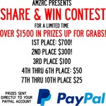 Win up to $700 PayPal Cash Money - 10 Winners from AMZRC
