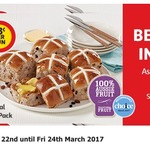 Fruit Hot Cross Bun 6 Pack $2 (Save $1.50) 3 Days Only at Selected Stores Wed 22nd to Friday 24th March @ Coles