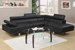 Black Bonded Leather Lounge with Chaise $1,299 (Was $2,299) @ Luxe Edge
