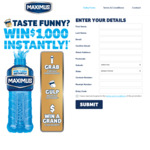 Instantly Win 1 of 50 Prizes of $1,000 + a Case of Maximus [Purchase Specially Marked Maximus Drink with Unique Code]