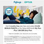 3 Months Free Plan Fees + 25,000 Bonus Flybuys Pts on an Optus $49/Mth 12-Month SIM Plan (My Plan Plus, New Services Only)