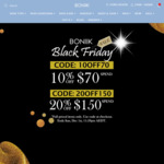 Black Friday Sale 10% off $70 Spend, 20% off $150 Spend @ BONIIK