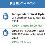 Budget Fuels & Apex Petroleum (West Ryde) U91 - $0.899/L, E10 - $0.879/L, U98 - $1.099/L