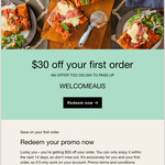 $30 off Your First Order with Uber Eats