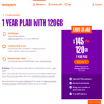 amaysim Long Expiry Plan | 12 Months, 120GB for $145 (Was $200) | Unltd National Talk & Text