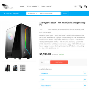 Ryzen 5 3500x Rtx 3060 12gb Gaming Pc B550m Gaming 16gb 30 250nvme 650b 1298 Delivery Techfast Ozbargain