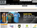 Rebel Sport: 20% off AFL, NRL, Rugby Union Supporter Gear [Online/in-Store]