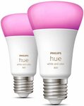 Philips Hue White & Colour Ambiance Smart Bulb x 2 LED [E27], Bluetooth $112.41 Delivered @ Amazon UK via AU