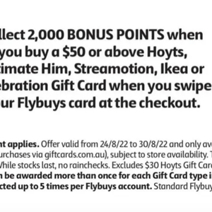 2000 Bonus Flybuys Points with Minimum $100 Officeworks Gift Card Purchase  @ Coles - OzBargain