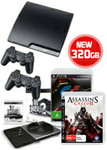 $387 EBGAMES - 320GB PS3 + Two Wireless Dual Shock Controllers + 2 Games + DJ Hero