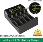 4 Slot Fast Battery Charger for AA/AAA Ni-MH/Ni-Cd US$4.28 (~A$6.22) Delivered @ Hour Factory Store AliExpress
