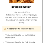 [SA] $1 Wicked Wings (up to 15) Pickup & Online Only @ KFC