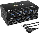 DisplayPort KVM Switch 2 in 1 out, 2 Port DP KVM Switch, USB3.0, 4K 60Hz $55.99 Delivered ($10 off RRP) @ qeesun Amazon AU
