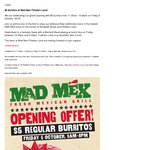 $5 Burritos @ Mad Mex Flinders Lane Melbourne on Fri 5 Oct 11am to 8pm