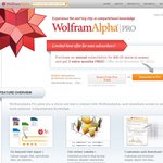 Wolfram Alpha Pro 3 Months Free with Annual Subscription $49.95 ($29.95 Students)