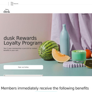 dusk Rewards 2-Year Membership for $10 - ($15 Welcome Voucher, $20 Birthday Voucher, 10% off RRP + More) @ dusk