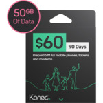 Konec 90-Day 50GB SIM Starter Pack $30 + $9 Delivery ($0 C&C/ in-Store/ $65 Order) @ BIG W