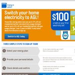 AGL 17% off Electricity, 14% off Gas + $100 Signup Bonus in NSW