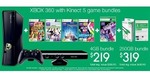 Xbox + Kinect + 5 Games Bundle $219 (4GB) $319 (250GB)