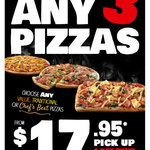 Domino's - Any 3 Pizzas for $17.95 Pickup or 2 Pizzas + Garlic Bread + Coke for $25 Delivered