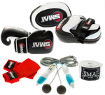 Complete Boxing Kits - Real Leather Golves, Focus Mits, Fast & Normal Wraps + Digital Rope - $117.59 @ Brand Beast