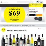 12 Bottles Mixed Wines + Free Twin Bottle Carry Bag $70.20 In-Store @ Cellarmasters/LastTix