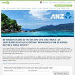 10% off WOTIF Hotels for All Eligible ANZ Rewards Credit Card Account Holders