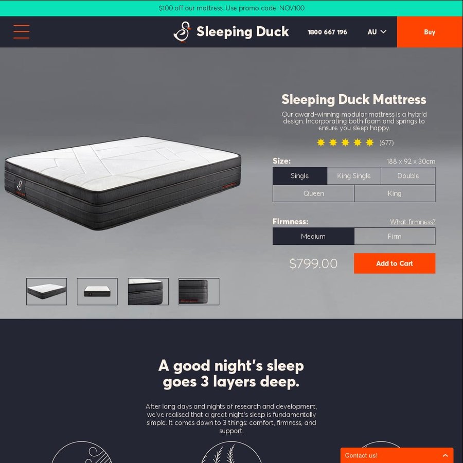 Sleeping duck deals double mattress