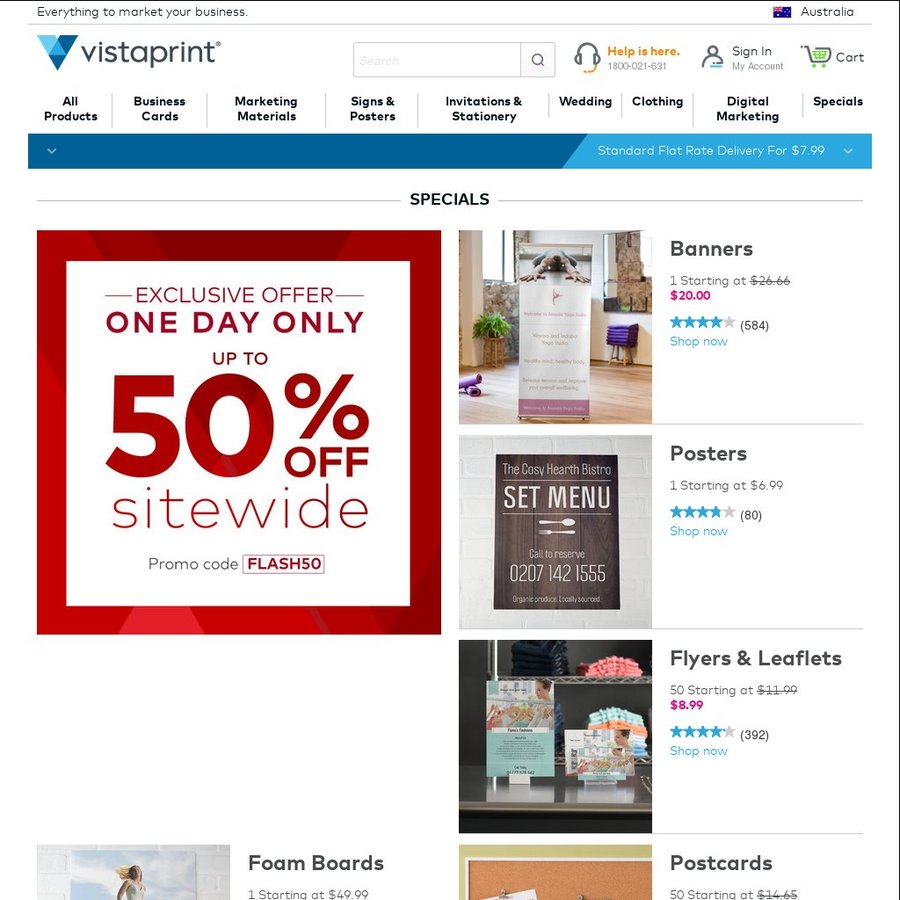 Up to 50% off Sitewide @ VistaPrint - OzBargain