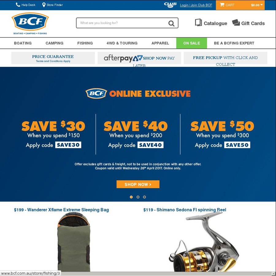 BCF Spend $150/$200/$250 Save $30/$40/$50 Online - OzBargain