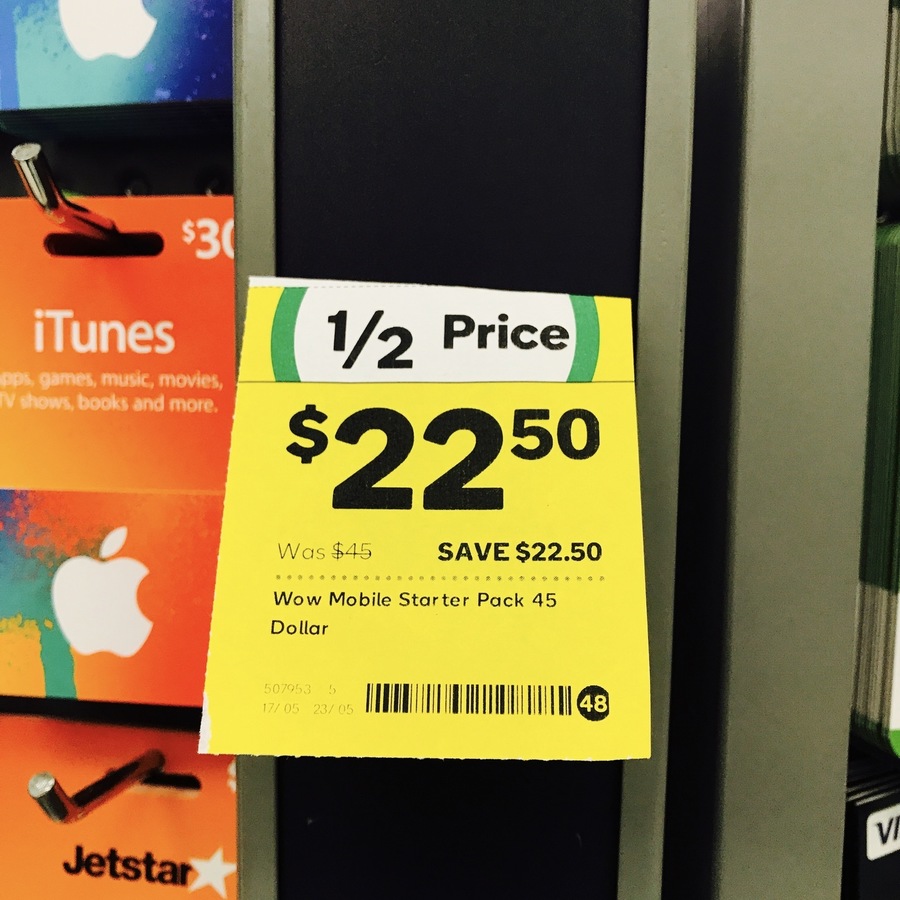 Woolworths Mobile $30 Pre-Paid Starter Pack $15 / $45 Pre-Paid Starter ...