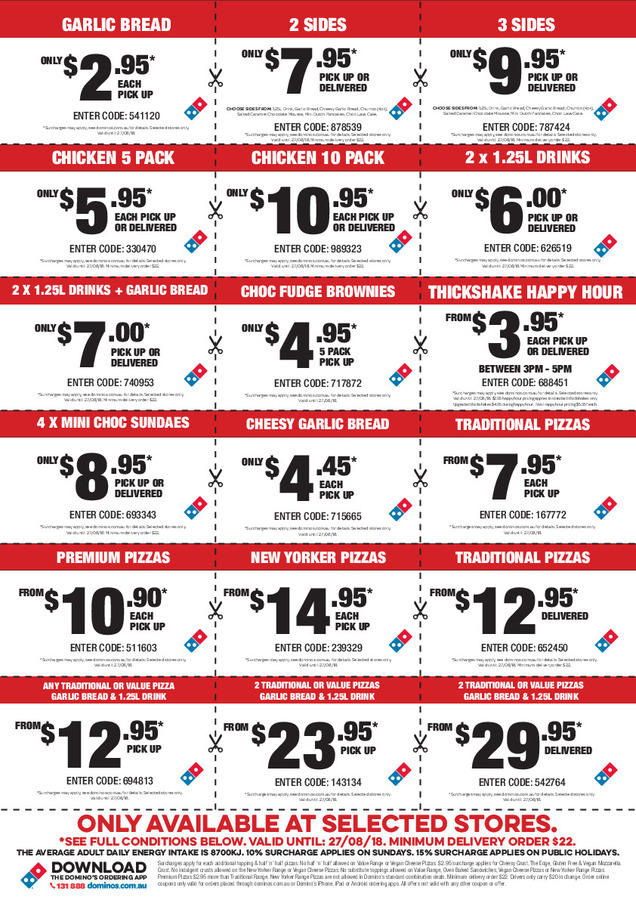 Domino’s Voucher Sheet - Valid until 27 Aug 2018 - OzBargain