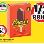½ Price Reese’s Tubs 473mL, Sticks 4 Pack or Cones 4 Pack @ Coles