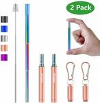 $3 off Tomight 2 Pack Telescopic Reusable Straws Rose Gold/Rainbow $12.99 + Delivery ($0 with Prime/ $39 Spend) @ Sahara Amazon