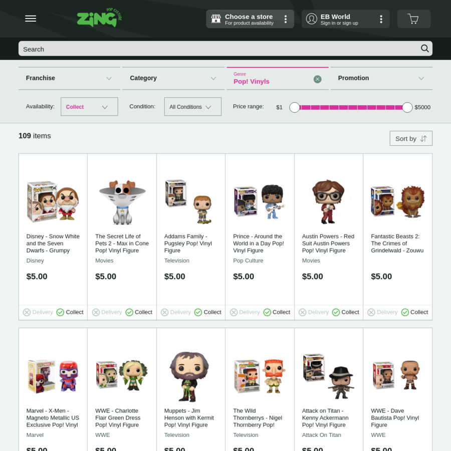 Selected POP Figures 5 Click and Collect EB Games/Zing OzBargain