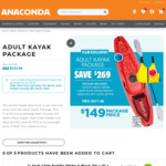 Adult Kayak Package $149 (RRP $417.98) + Delivery @ Anaconda