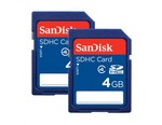 SanDisk SDHC Class4 4GB Card - 2 Cards for $10 (Including Free Delivery)