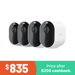 Arlo Pro 4 2K Spotlight 4 Camera Pack for $935 ($100 off via discount code) & $200 arlo cashback + Free Shipping @ Device Deal