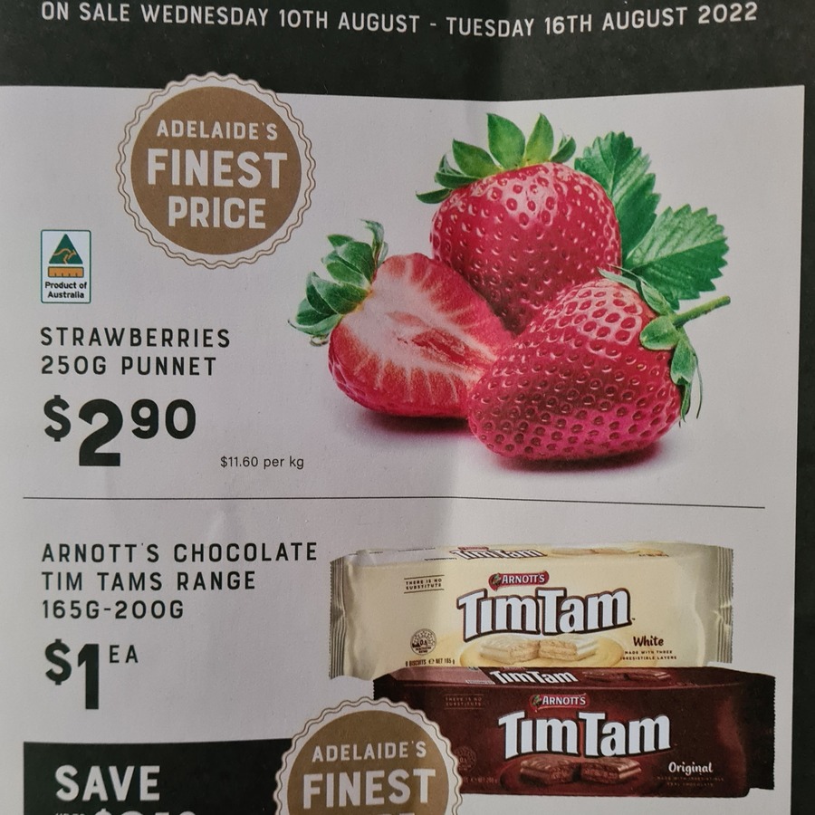 [SA] Arnott’s Tim Tams 165-200g Varieties $1 Each (Save up to $3.50) @ Foodland Pasadena/Frewville